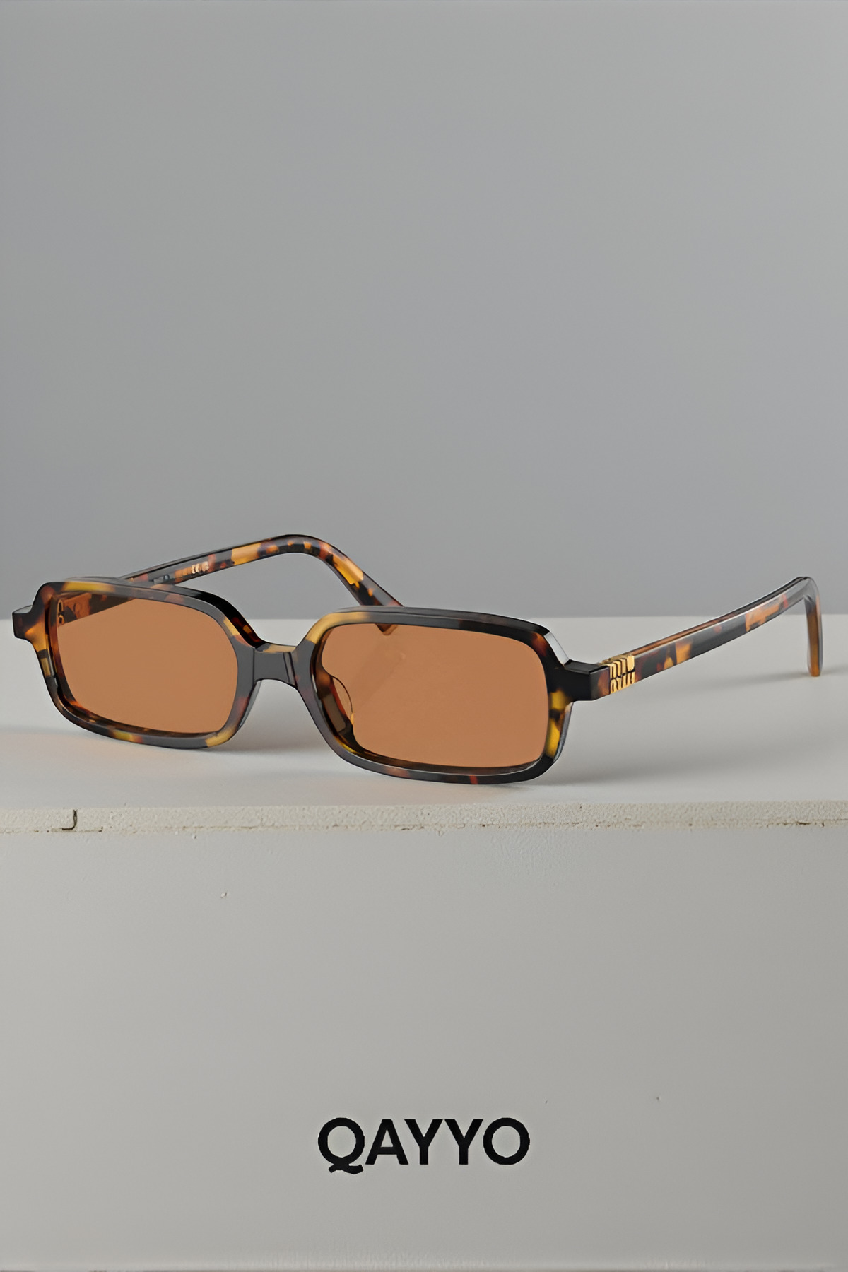 Miul Dikdörtgen Unisex Leopar Güneş Gözlük